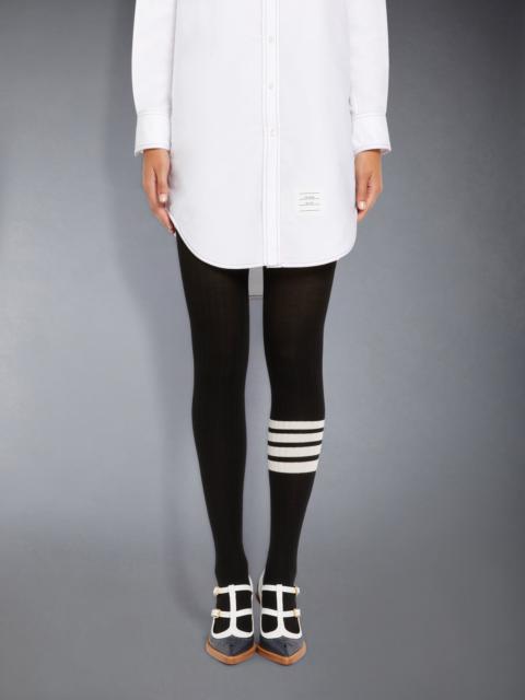 Thom Browne BLACK FINE MERINO WOOL 4-BAR OPAQUE RIB TIGHTS