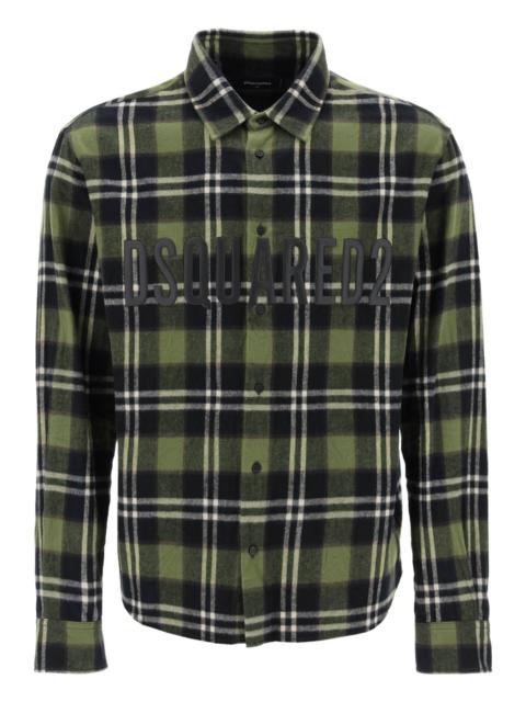 CHECK FLANNEL SHIRT WITH RUBBERIZED LOGO