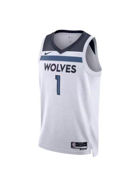 Nike Nike Dri-Fit NBA Minnesota Timberwolves Association Edition 22-23 Jersey 'White Black' DN2085-106