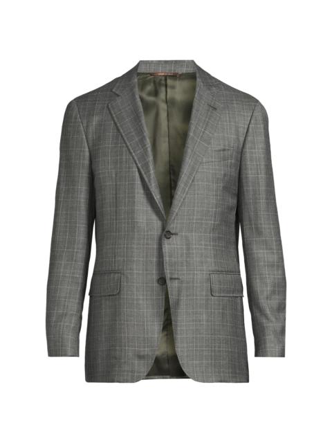 Canali Men's Plaid Wool-Silk-Linen Sport Coat - Green