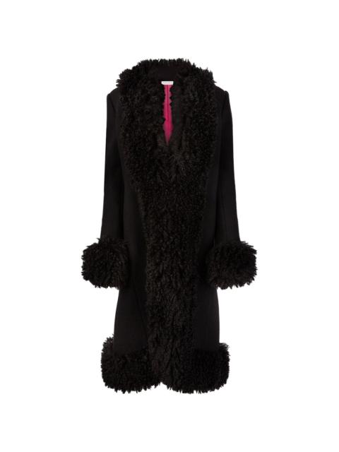 shearling-trim wool coat