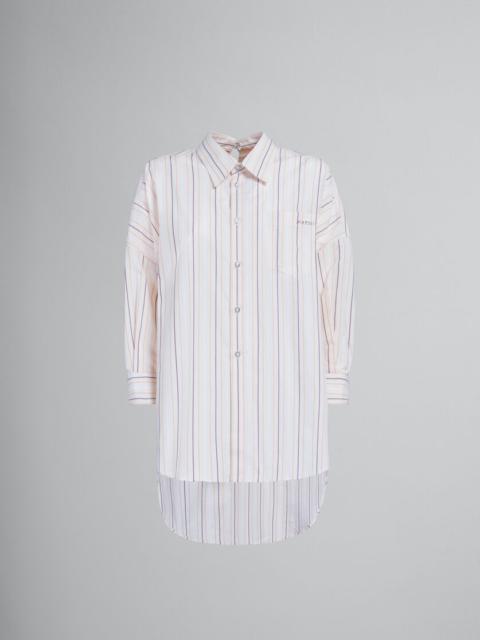 WHITE STRIPED ORGANIC COTTON SHIRT WITH LOW BACK