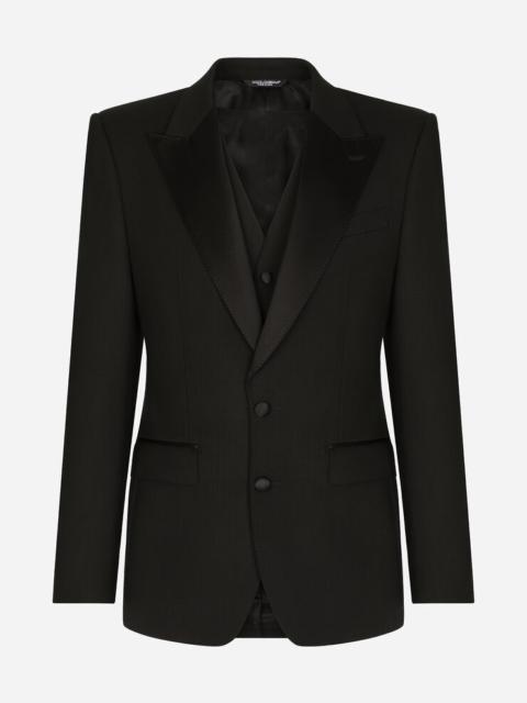 Three-piece Sicilia-fit suit in stretch wool
