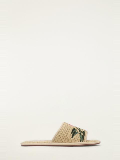 FARM RIO Raffia Farm Hotel Embroidered Slide Sandal