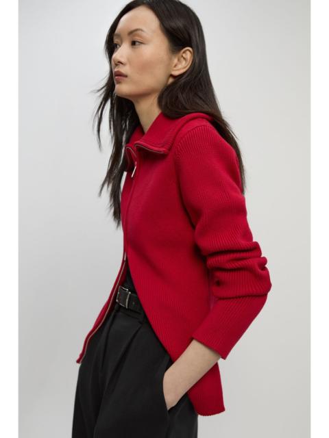 KAREN MILLEN Cotton Zip Through Collar Knit Cardigan