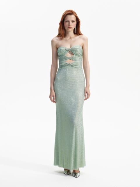 Mint Rhinestone Strapless Maxi Dress