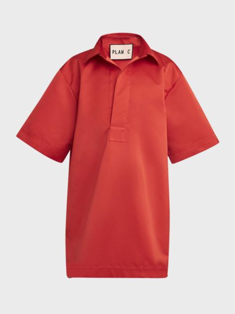 Short-Sleeve Shift Mini Shirtdress