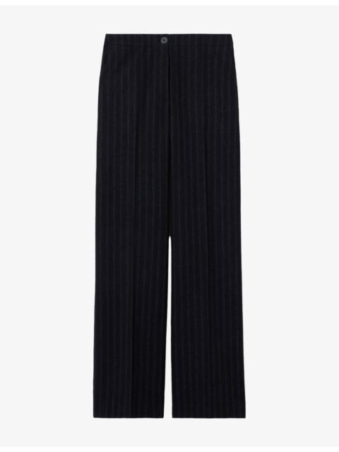 Claudie Pierlot Pinstriped Straight-Leg Wool-Blend Trousers
