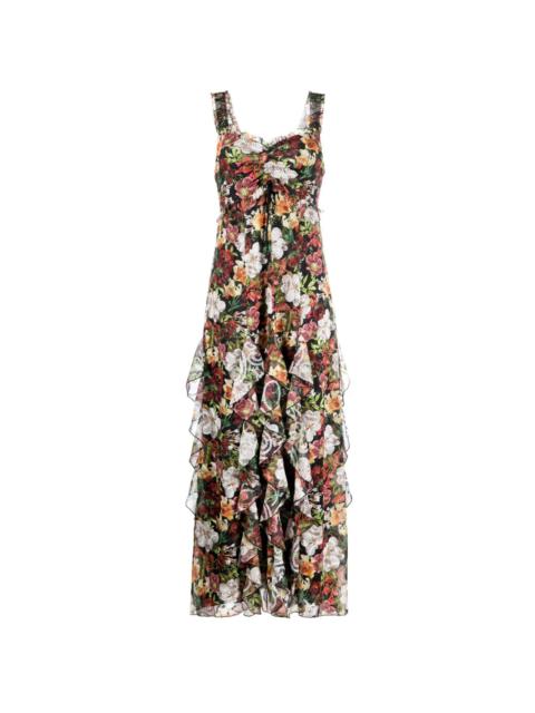 ruffled-trim floral-print maxi dress