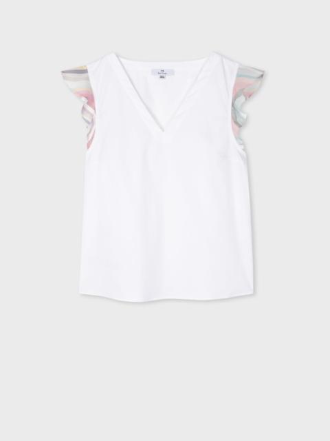 Paul Smith White Cotton 'Swirl' Sleeve Top