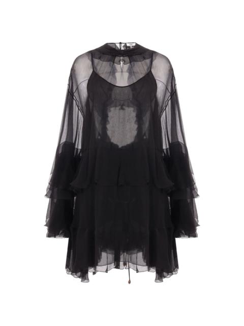 ruffled silk-georgette mini dress