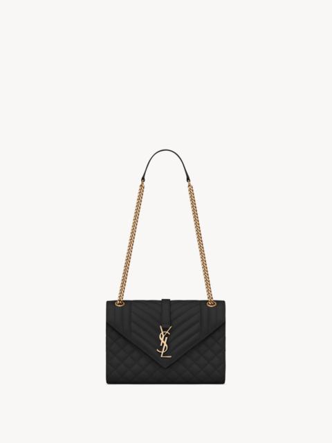 SAINT LAURENT ENVELOPE MEDIUM IN QUILTED GRAIN DE POUDRE EMBOSSED LEATHER