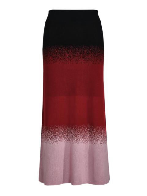 Lilac Color Scapes Knit Cotton Midi Skirt multi