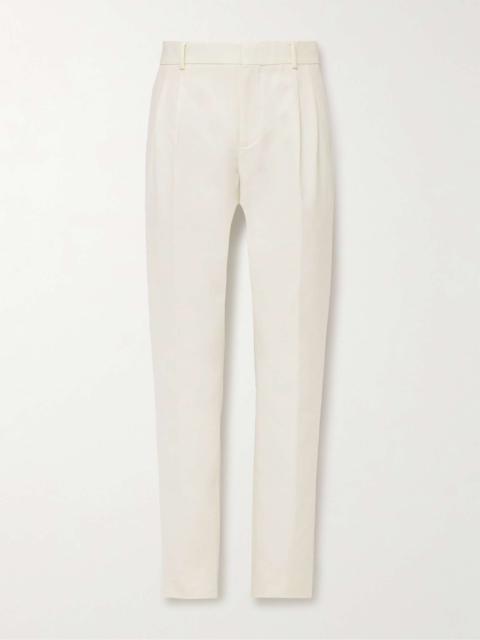 City Slim-Fit Tapered Pleated Double-Faced Cotton Trousers
