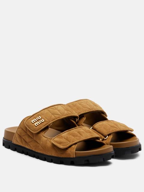 Miu Miu Quilted suede slides