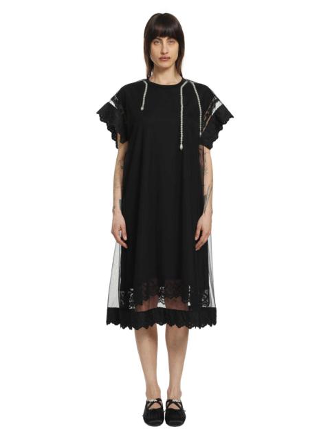 Simone Rocha Layered Liquid Lace Trim Smock Dress With Embroidery