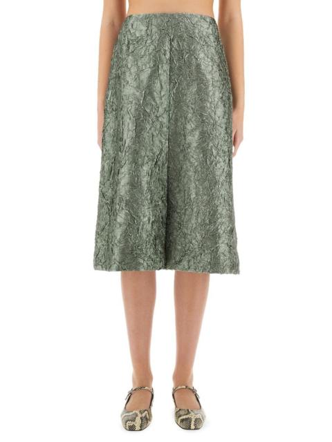 Dries Van Noten Ruched Satin Midi Skirt