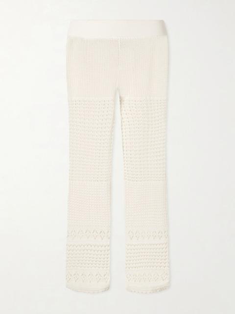 ERES Embleme crochet-knit straight-leg pants Ecru