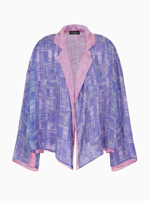 Silk-chiffon shirt jacket with all-over geometric print