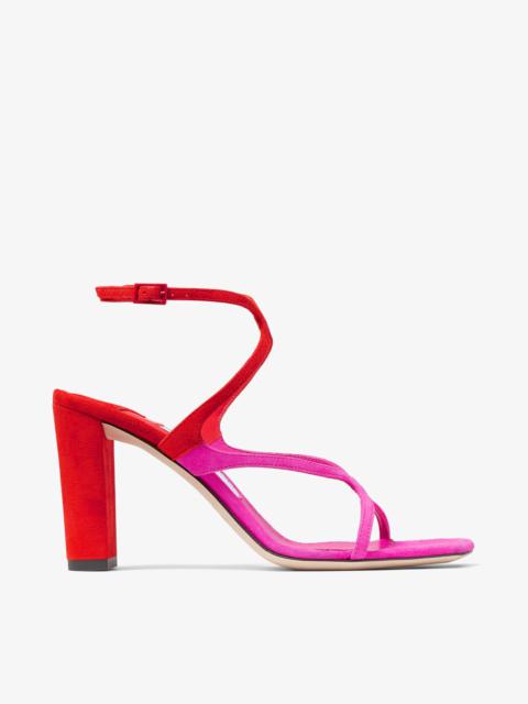 Azie 85
Fuchsia and Paprika Patchwork Suede Sandals