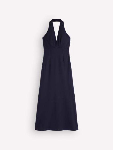 BODEN Halter Neck Jersey Maxi Dress-Navy