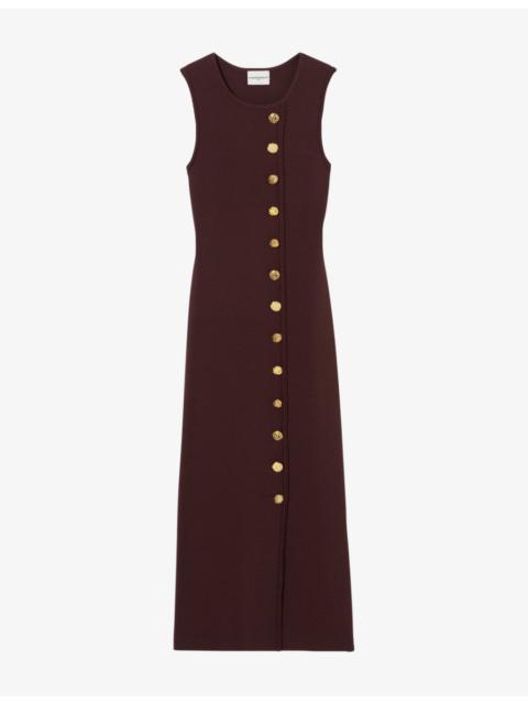 Claudie Pierlot Sleeveless Button-Front Knitted Midi Dress