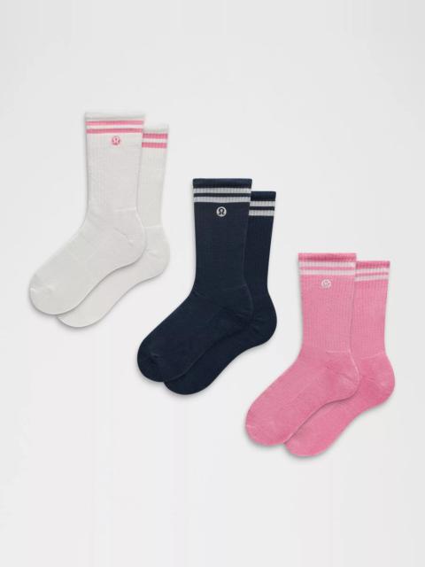 lululemon Unisex Daily Essential Crew Socks 3 Pack *Stripe