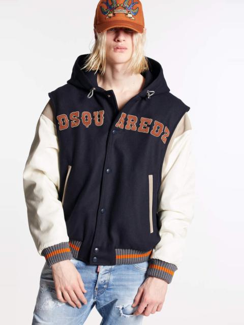 DSQUARED2 VARSITY HOODED BOMBER JACKET