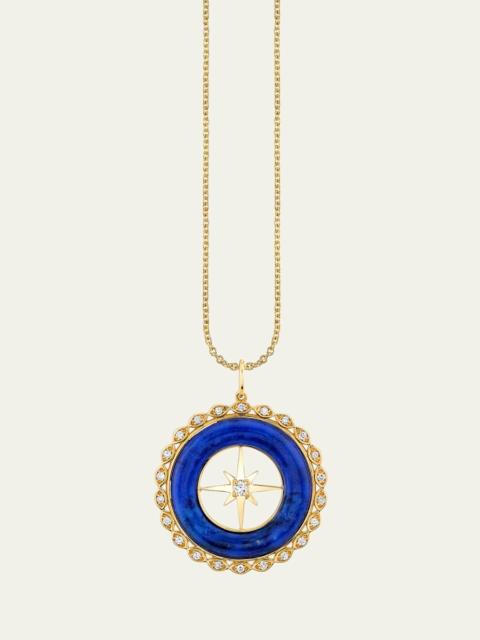 SYDNEY EVAN 14K Yellow Gold Starburst Lapis and Diamond Pendant
