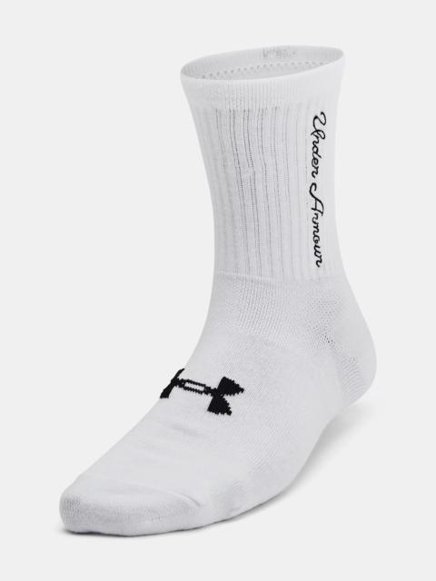 Under Armour Women's UA Essential 3-Pack Mid Crew Socks