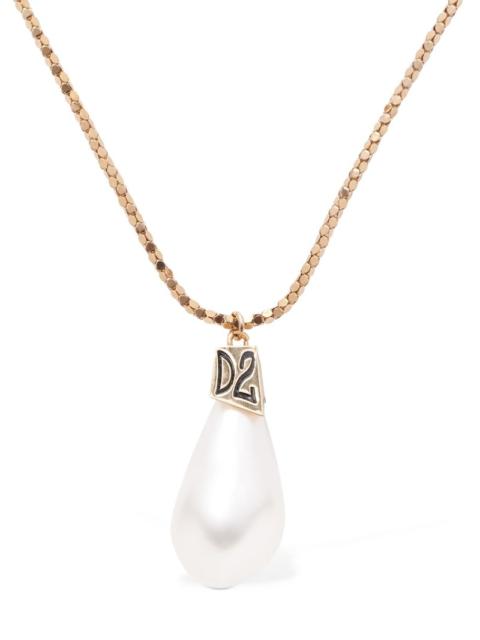 Faux pearl charm necklace
