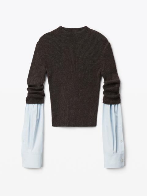 Alexander Wang RIBBED CREWNECK PULLOVER IN CLASSIC YAK
