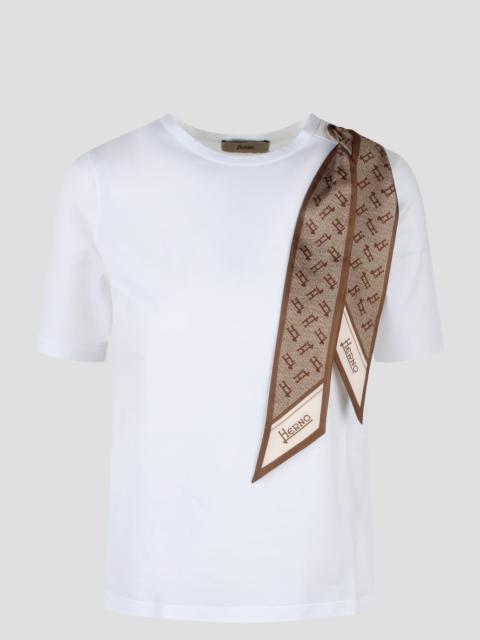 Herno Superfine cotton stretch t-shirt with scarf