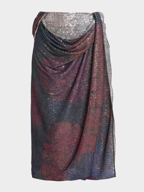 MM6 Maison Margiela Sequined Draped Midi Skirt