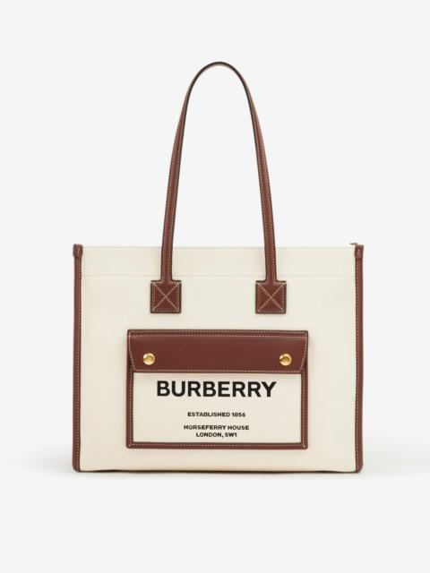 Burberry Small Two-tone Canvas and Leather Freya Tote