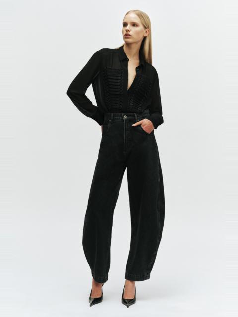 BARDOT 030 High Rise Barrel Leg Jean In Washed Black