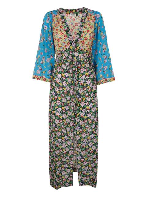 RIXO floral belted midi dress
