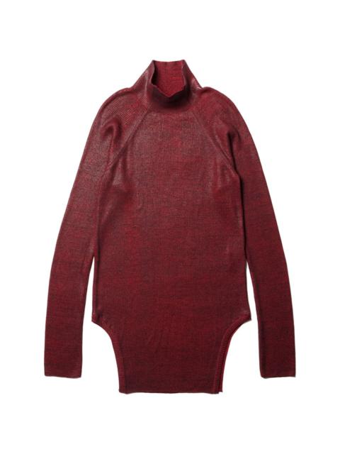 coated high-neck jumper