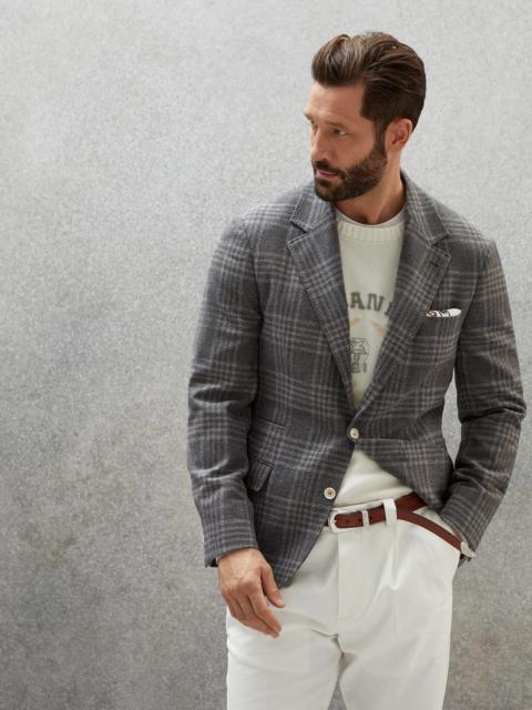 Brunello Cucinelli Frisé wool, silk and cashmere tartan deconstructed blazer