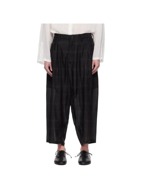Yohji Yamamoto Black 6 Tucks Plaid Trousers