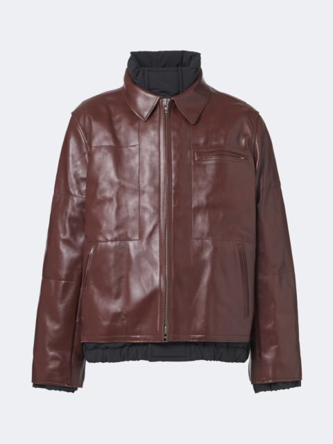 sacai Layered leather down jacket