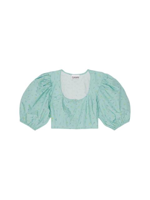 puff-sleeve cropped blouse