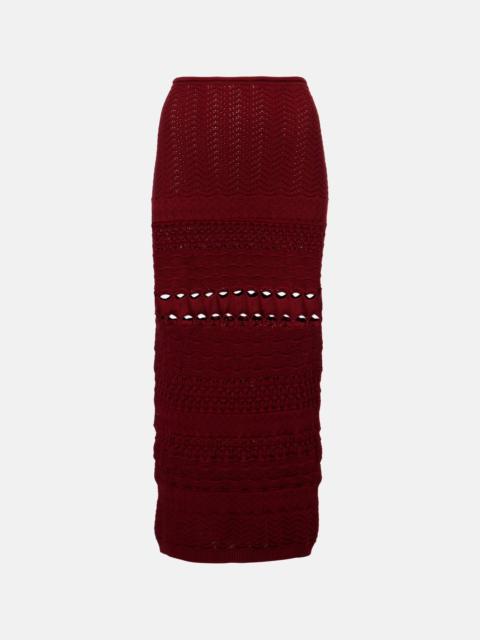 Cut-out knitted midi skirt