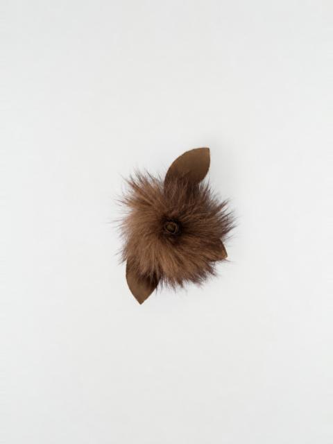 Lemaire FUZZY ROSE BROOCH IN LAMBSKIN SHEARLING