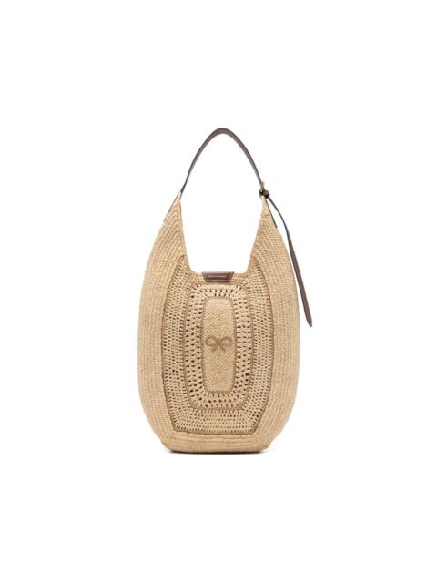 Anya Hindmarch bow-detail raffia shoulder bag