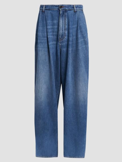 Marni Men's Pleated-Front High-Rise Wide-Leg Jeans - Ocean