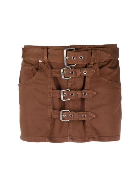 buckle-embellished denim miniskirt