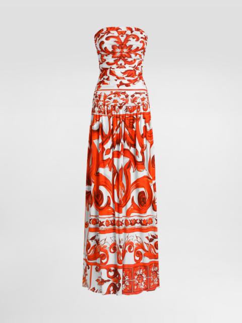 Dolce & Gabbana Majolica-print organzine long dress