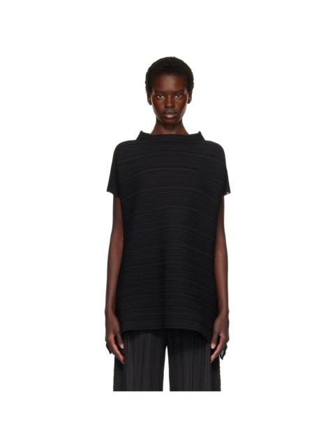 Pleats Please Issey Miyake Black Paper Bounce Knit Blouse