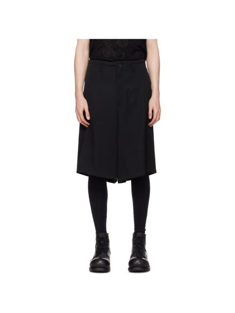 Yohji Yamamoto Black Wool Gabardine St Pocket Shorts